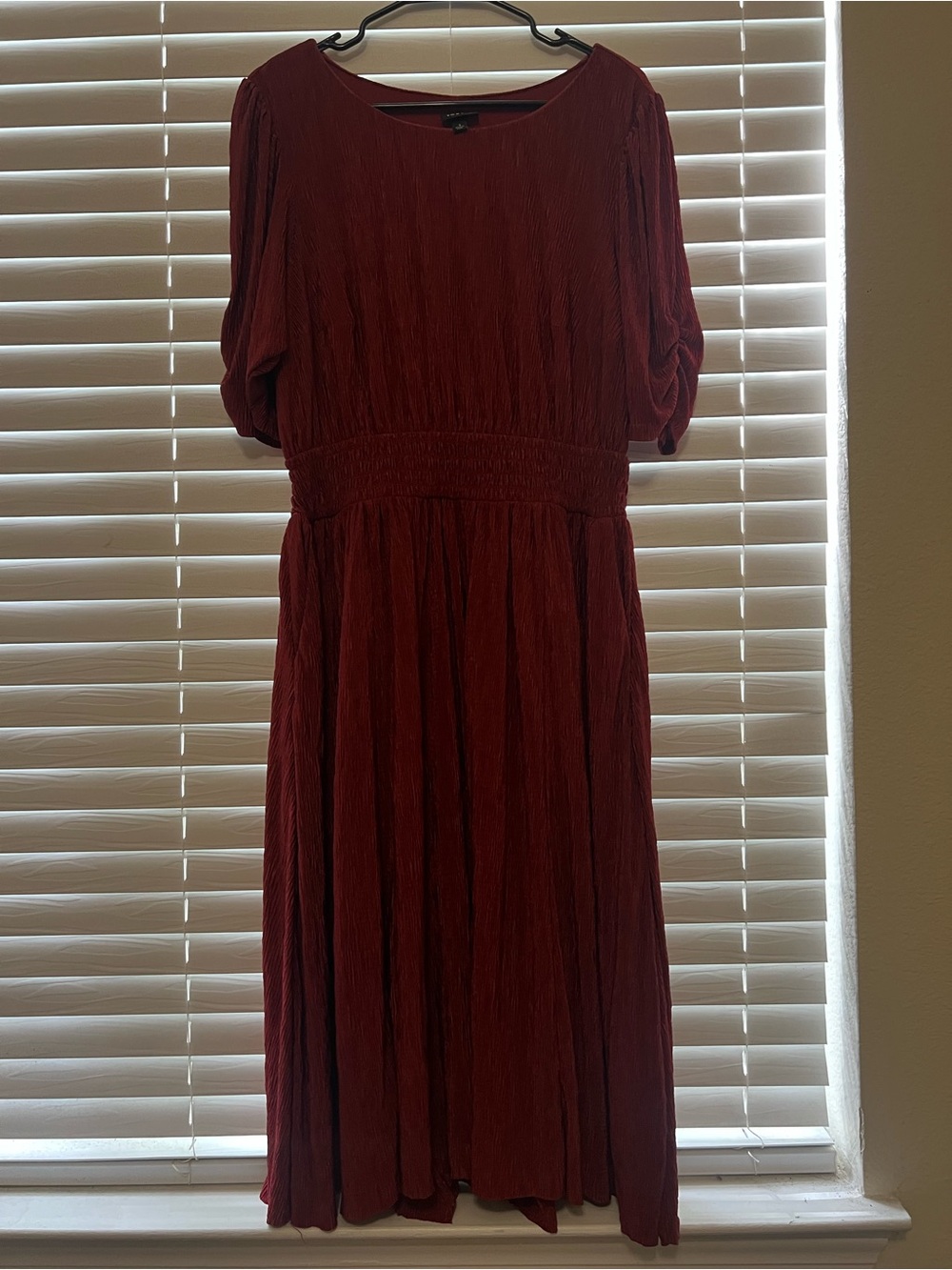 Torrid Wine Red Midi Dress with Smocked Waist